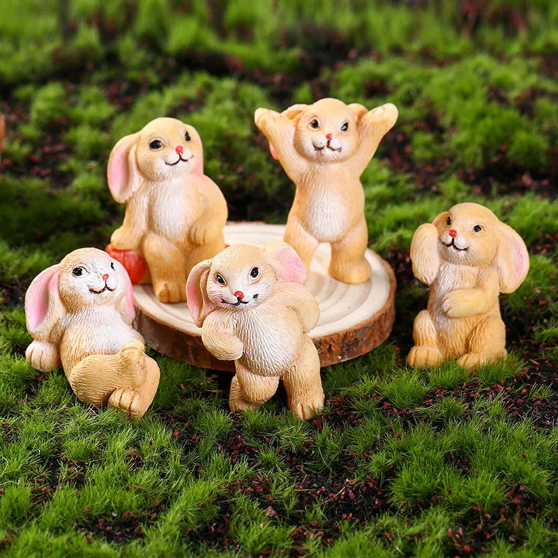 Cute Rabbit Hedgehog Mushroom Succulent Potted Flower Pot Fairy Garden Decor Landscape Model Ornament Resin Figurines Miniatures