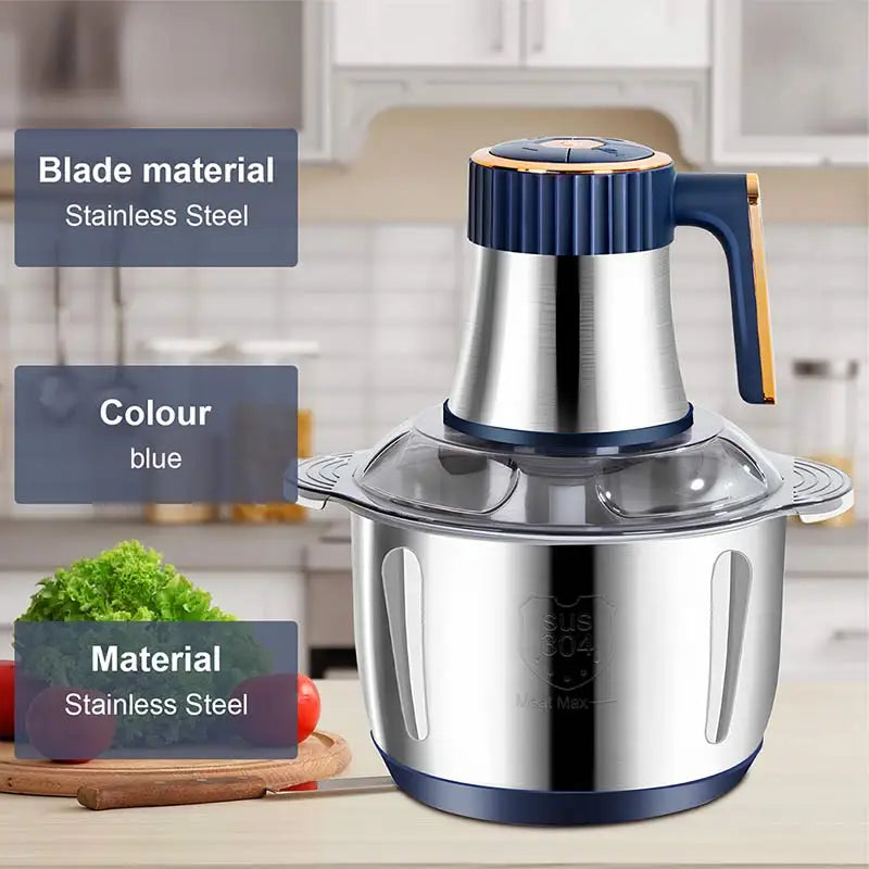 5L Electric Meat Grinder Food Crusher Stainless Steel Multifunctional Vegetable Slicer Processor Chopper Kitchen Appliance US EU