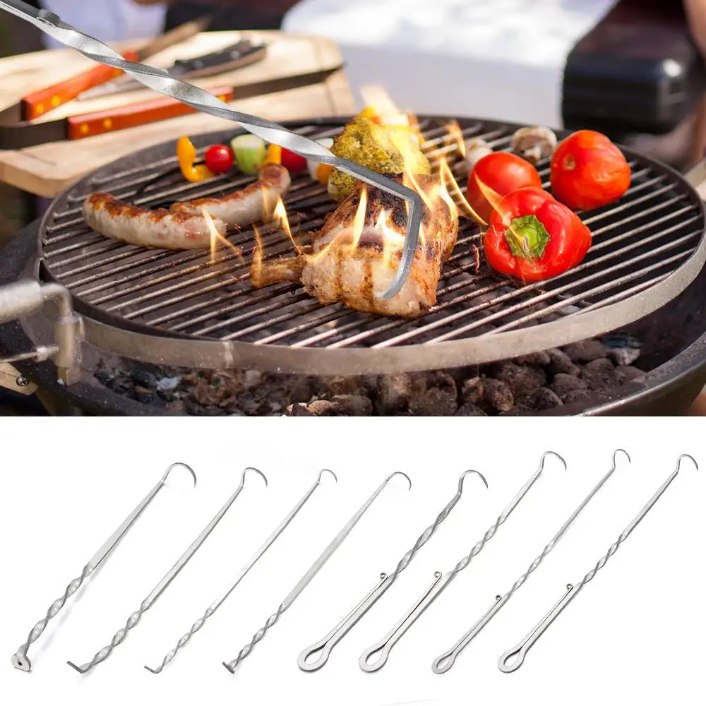 Hot Stainless Steel BBQ Food Flipper Grill Accessories Cooking Meat Hook Flipper Grilling Outdoor Camping Cooking BBQ Grill Tool