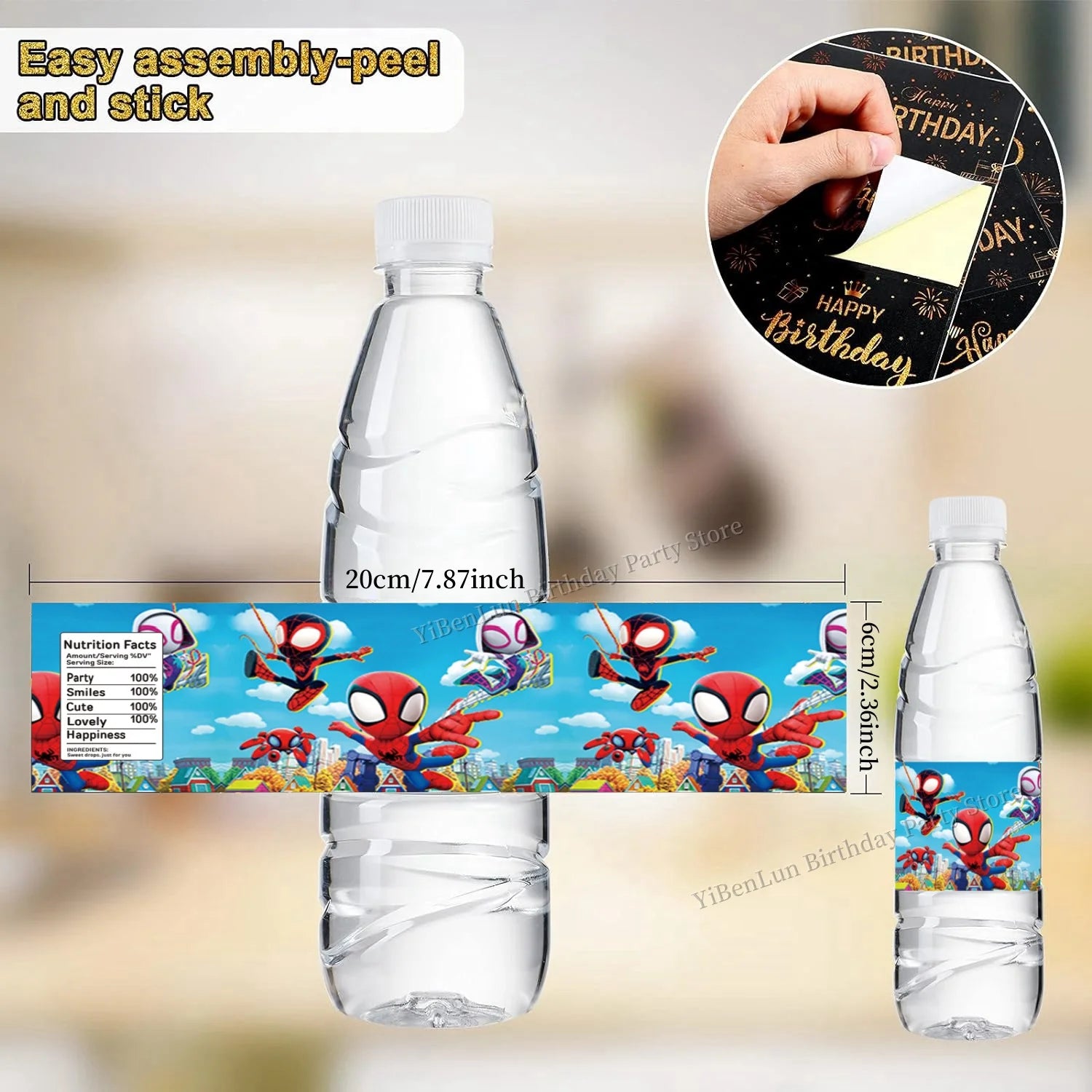 Stickers Spiderman Water Bottle Label spiderman Birthday Party Waterproof Sticker Baby Shower Boys Party Favors Gifts Supplies