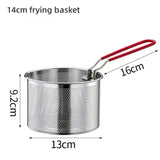304Stainless Steel Fried Mesh Fry Round Basket with Handle Cooking Tool Oil Residue Filtration Mesh Colander Kitchen Accessories