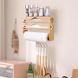 Bamboo Compartment Cling Film Tin Foil Cutter Box With Kitchen Paper Wall Mounted Paper Towel Kitchen Organizer Accessories