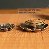 1pc Alloy Incense Burner Stick Holder Plate Buddhism Lotus Line Incense plate Sandalwood Coil Base Temples Home Decor