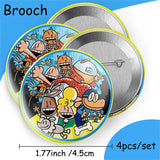 Dog Man Eco-Friendly Disposable Party Tableware Kit Paper Plates Cups Cake Flag Sqiral Honeycomb Brooch Kids Birthday Party Kit