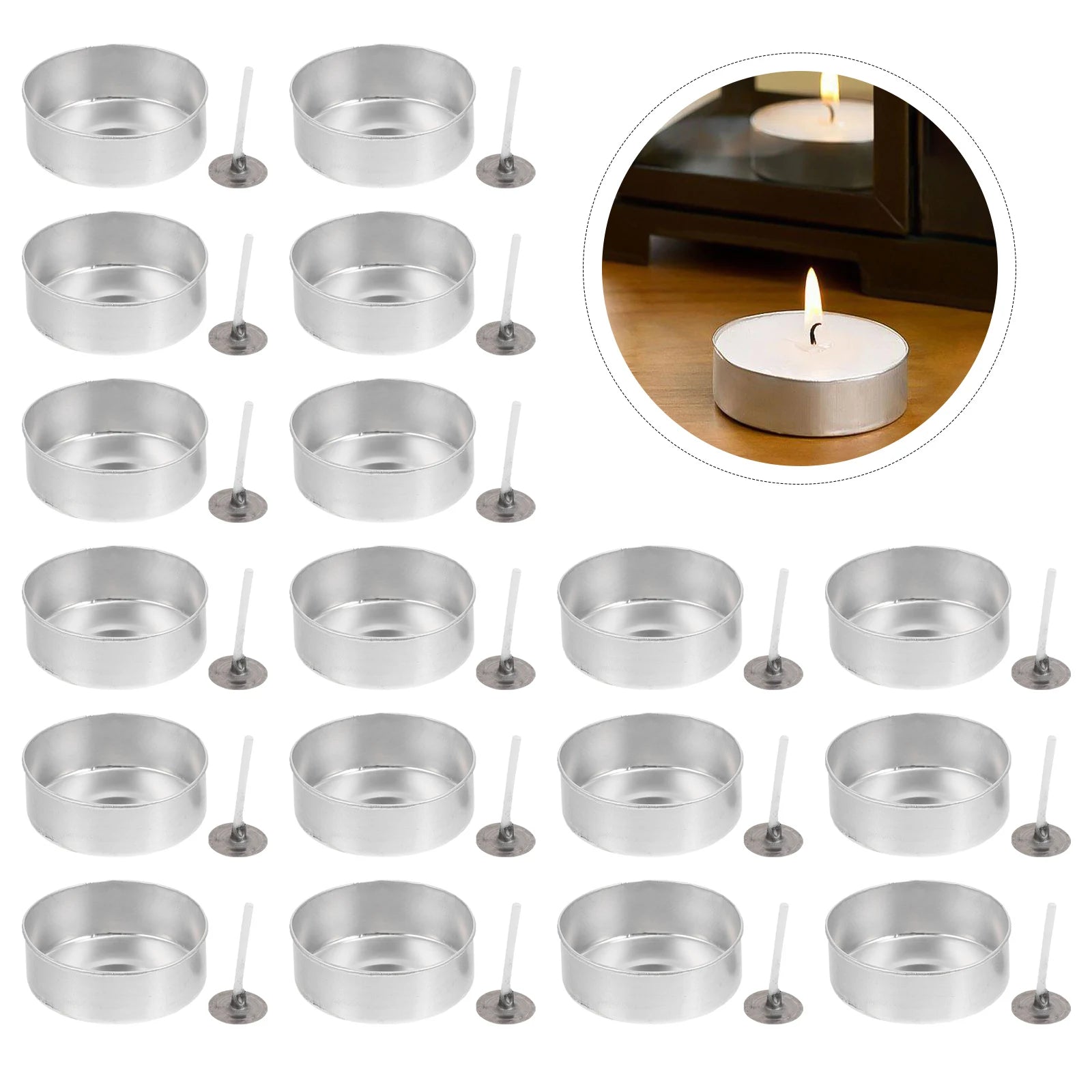 100 Sets Aluminum Tea Light Tins Tea Light Holders Empty Tealight Wax Containers Cup DIY Making Molds Tea Light Empty