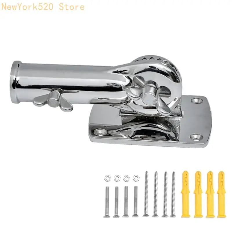 N84C Flag Rod Holder Heavy Duty Stainless Steel Flag Rod Bracket 180° Adjustable Flag Rod Mount for House Outside