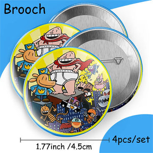 Dog Man Eco-Friendly Disposable Party Tableware Kit Paper Plates Cups Cake Flag Sqiral Honeycomb Brooch Kids Birthday Party Kit