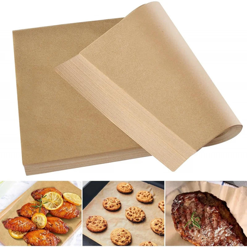 50Pcs Rectangular Non-Stick Baking Parchment for Baking and Barbecue Air Fryer Paper Steamed Bread Biscuits