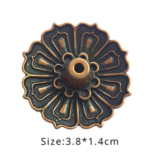 1pc Alloy Incense Burner Stick Holder Plate Buddhism Lotus Line Incense plate Sandalwood Coil Base Temples Home Decor