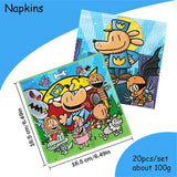 Dog Man Eco-Friendly Disposable Party Tableware Kit Paper Plates Cups Cake Flag Sqiral Honeycomb Brooch Kids Birthday Party Kit