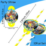 Dog Man Eco-Friendly Disposable Party Tableware Kit Paper Plates Cups Cake Flag Sqiral Honeycomb Brooch Kids Birthday Party Kit