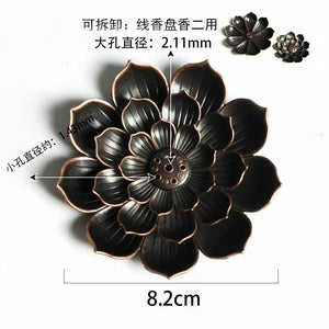 1pc Alloy Incense Burner Stick Holder Plate Buddhism Lotus Line Incense plate Sandalwood Coil Base Temples Home Decor