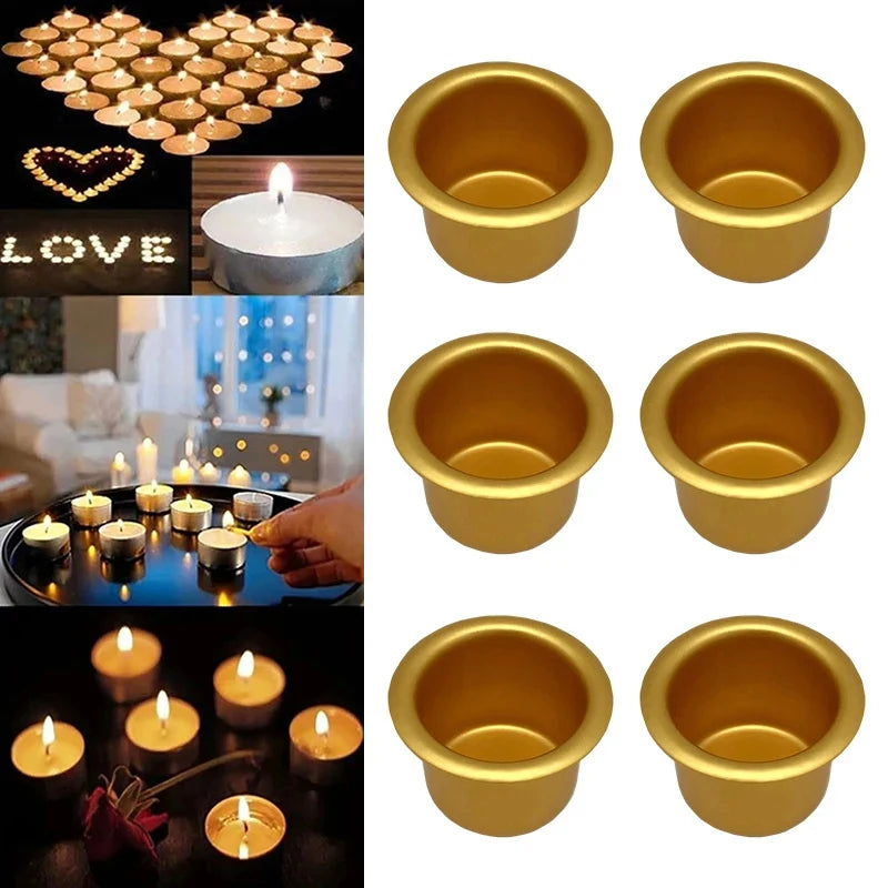10PCS Mini Round Aluminium Candle Cup Gold Silver DIY Candlestick Making Tray Holder Container Set Accessories Home Party Decor