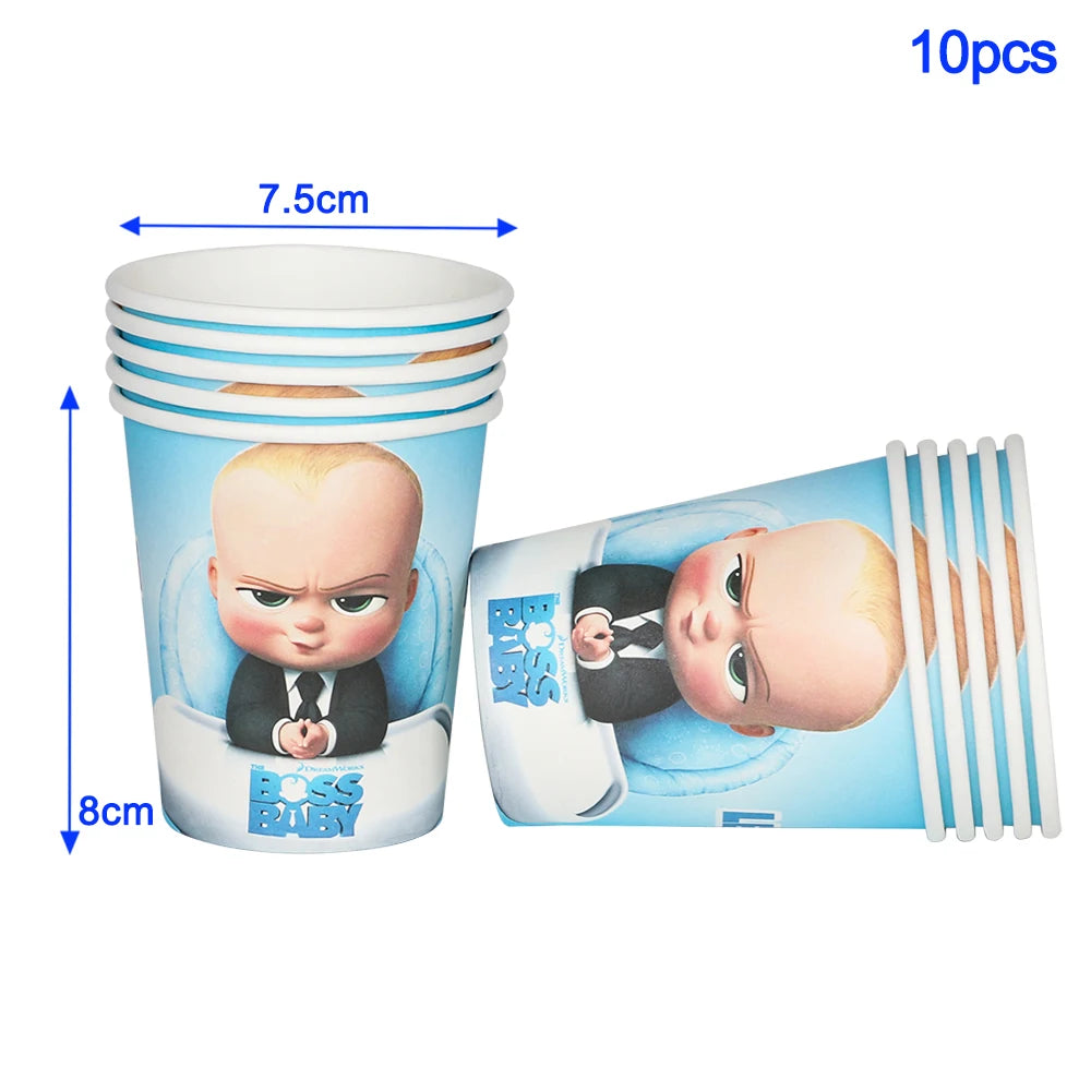 New Baby Boss Boy's Favorite Birthday Party Balloon Decoration Disposable Tableware Background Cake Rack with Hand Gift