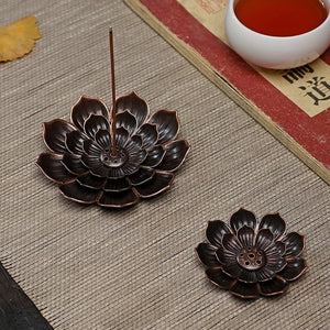 1pc Alloy Incense Burner Stick Holder Plate Buddhism Lotus Line Incense plate Sandalwood Coil Base Temples Home Decor
