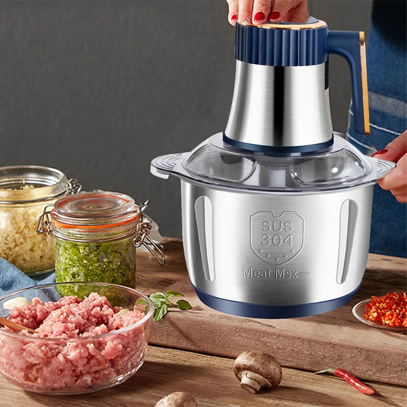 5L Electric Meat Grinder Food Crusher Stainless Steel Multifunctional Vegetable Slicer Processor Chopper Kitchen Appliance US EU