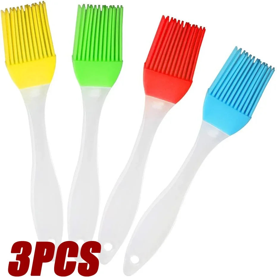 3PCS Silicone Basting & Pastry Brush Great for BBQ Meat Cake Heatproof Pastry Brush Set for BBQ Grill Baking Kitchen Accessories