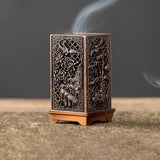 Square Vertical Incense Burner Small Xiangyun Alloy Incense Holder Indoor Aromatherapy Home Ornament Chinese Plum Inense Burners