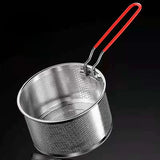 304Stainless Steel Fried Mesh Fry Round Basket with Handle Cooking Tool Oil Residue Filtration Mesh Colander Kitchen Accessories