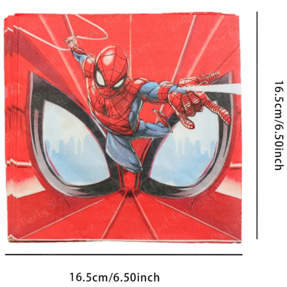 20/100Pcs Spiderman Napkins Paper Disposable Spider Printed Napkin Rings for Baby Shower Kids Birthday Party Supplies Decoration