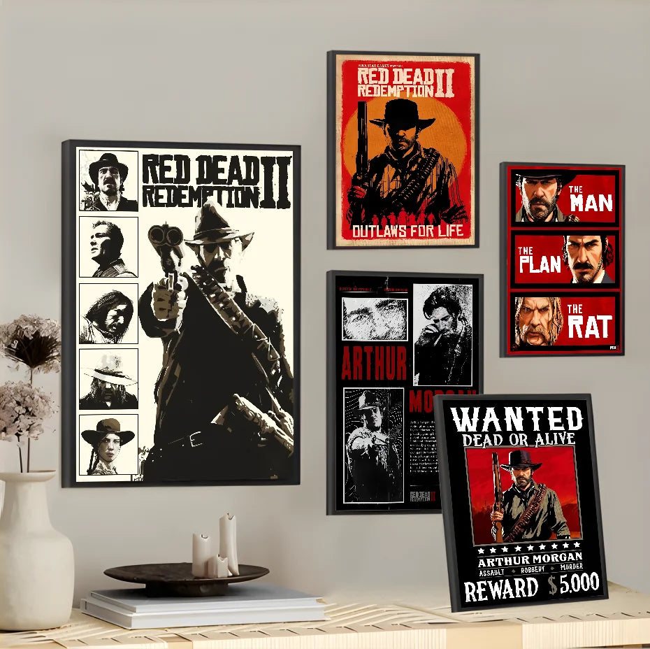 Game R-Red Dead-R-Redemptions 2 Cool Poster Sticky Wall Art Printing Waterproof Home Living Bed Room Bar Aesthetic Decor