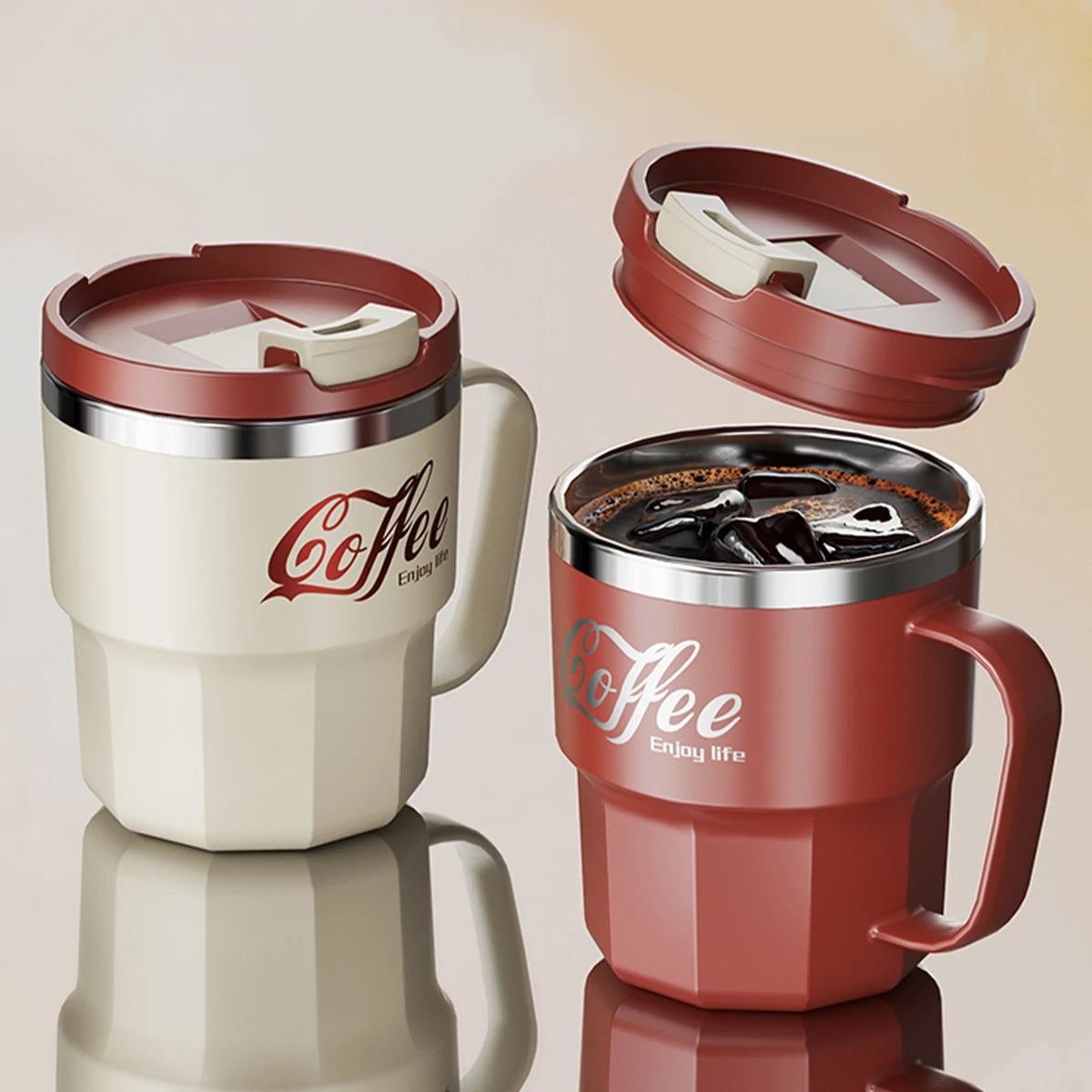 WORTHBUY 304 Stainless Steel Insulated Water Cup Double-Walled Drinking Cup Travel Portable Anti Scalding Milk Coffee Cup