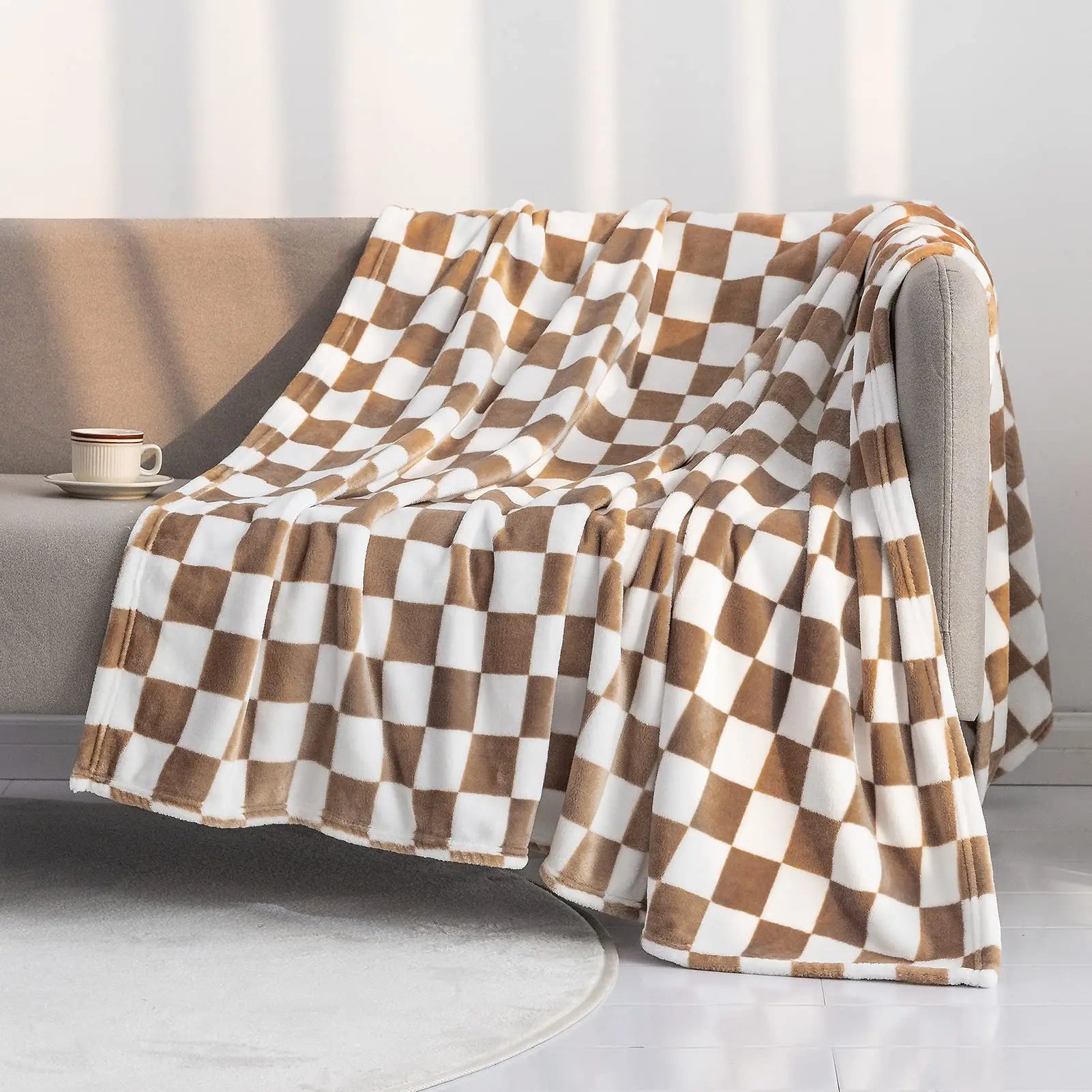 Checker Board Lattice Throw Blanket, Blue, Yellow, Green Pattern for Kids, Boys, Girls, Bed, Couch, Sofa, Soft, Birthday Gift