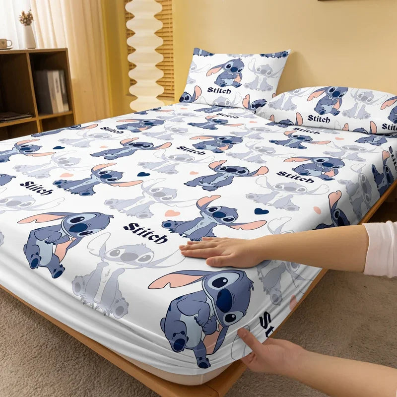 1 cartoon cute Stitch pattern digital printed frosted Fitted Sheett,bedroom printed bed cover,bedding(No pillowcase)