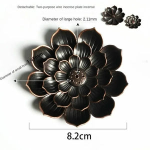 1pc Alloy Incense Burner Stick Holder Plate Buddhism Lotus Line Incense plate Sandalwood Coil Base Temples Home Decor