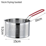 304Stainless Steel Fried Mesh Fry Round Basket with Handle Cooking Tool Oil Residue Filtration Mesh Colander Kitchen Accessories