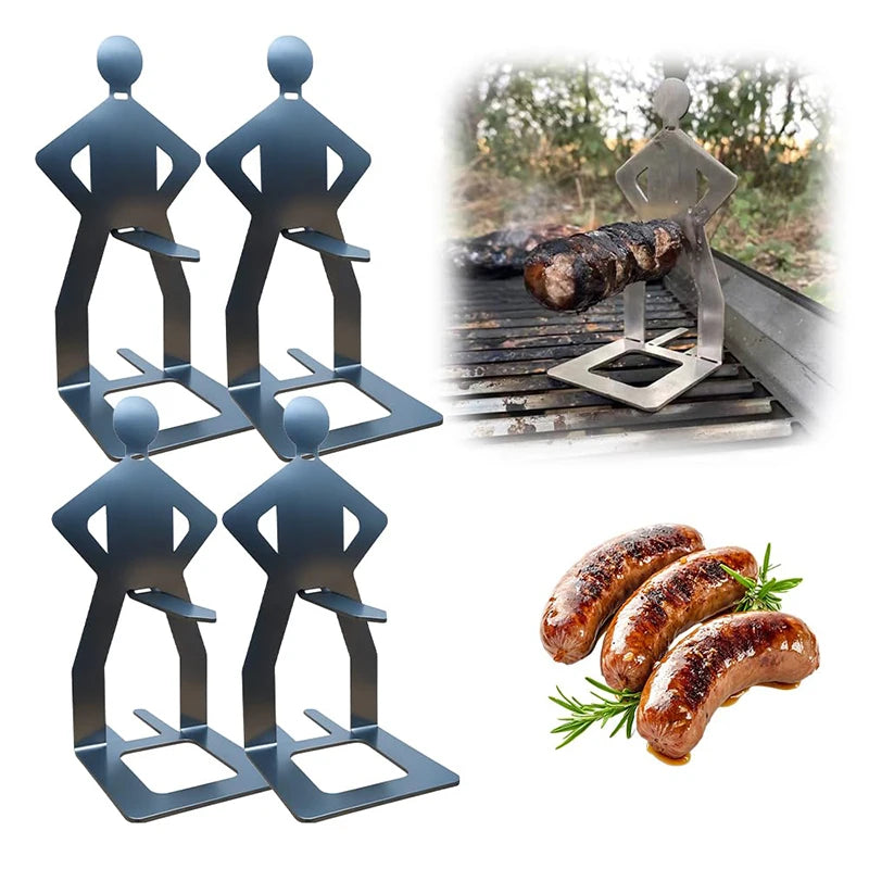 Funny Bbq Sausage Holder Tool Stainless Steel Grill Holder Portable Camping Backpack Rack Sausage For Picnics Camping Equipment