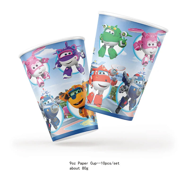 Super Wings Foil Balloon Tableware Kids Toy Baby Shower Baptism Cartoon Gift Packing Disposable Birthday Party Decortions Supply
