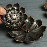 1pc Alloy Incense Burner Stick Holder Plate Buddhism Lotus Line Incense plate Sandalwood Coil Base Temples Home Decor