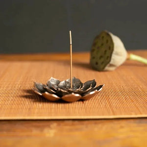 1pc Alloy Incense Burner Stick Holder Plate Buddhism Lotus Line Incense plate Sandalwood Coil Base Temples Home Decor