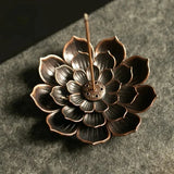 1pc Alloy Incense Burner Stick Holder Plate Buddhism Lotus Line Incense plate Sandalwood Coil Base Temples Home Decor