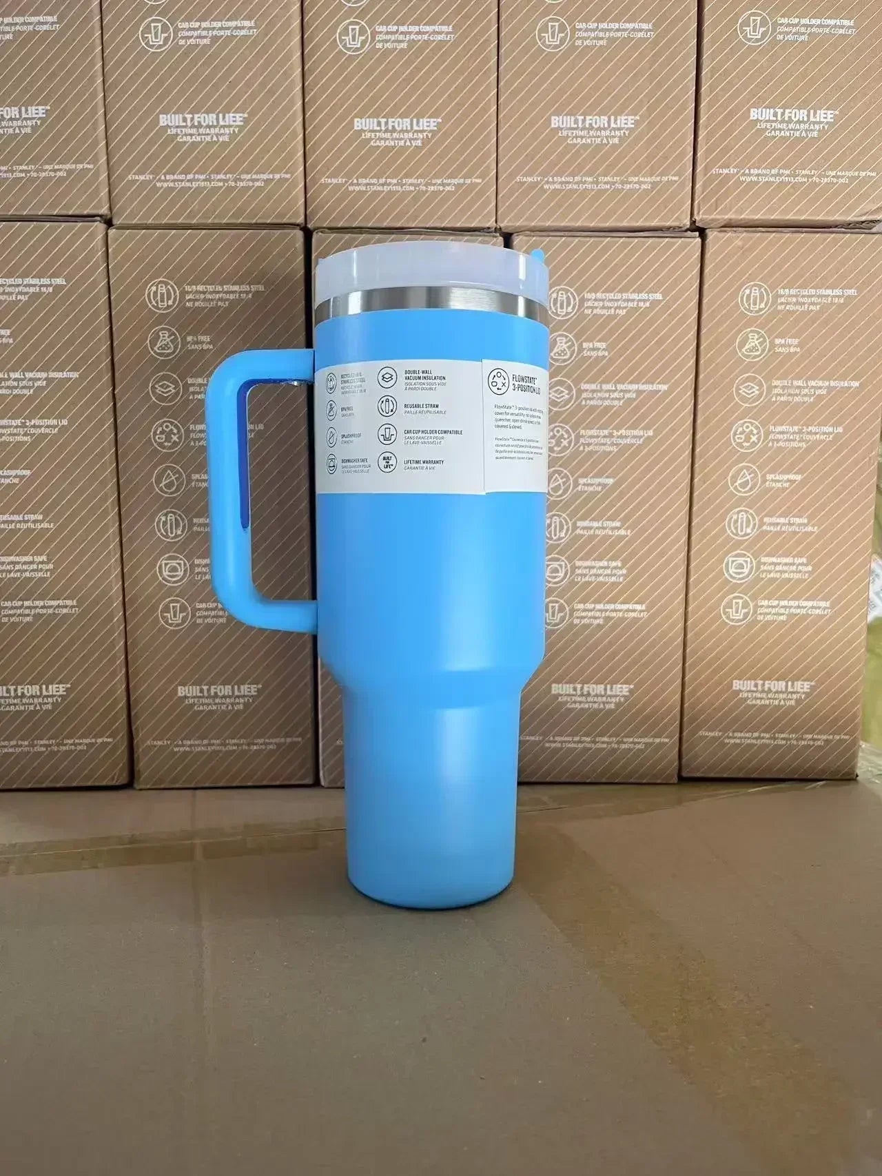 MINISO Explosive Style Stainless Steel Water Cup with Handle Large Capacity 304 Thermos Cup Portable Cup for Travel and Office