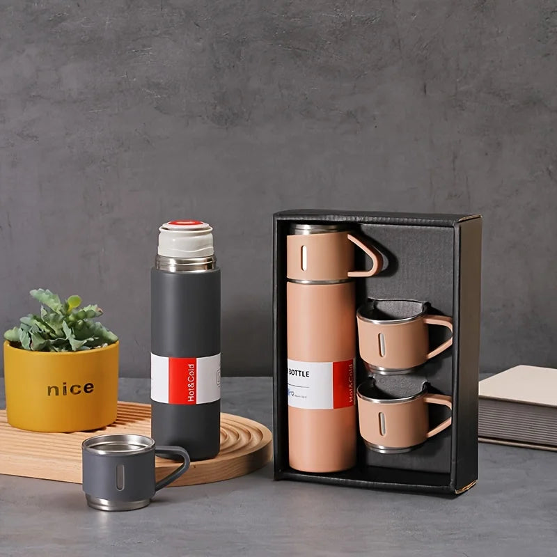 500ML 304 Stainless Steel Vacuum Insulated Bottle Gift Set Office Business Style Coffee Mug Thermos Bottle Portable Flask Carafe