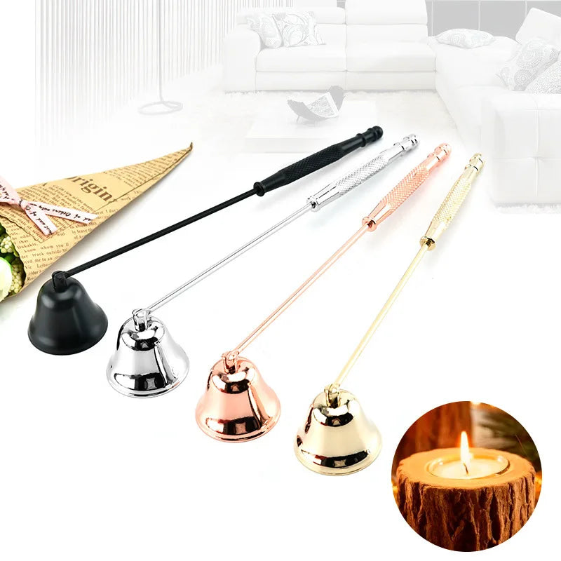 Stainless Steel Bell-shaped Candle Fire Extinguisher Vintage Household Banquet Candle Extinguisher Handle Supplies Party Wedding