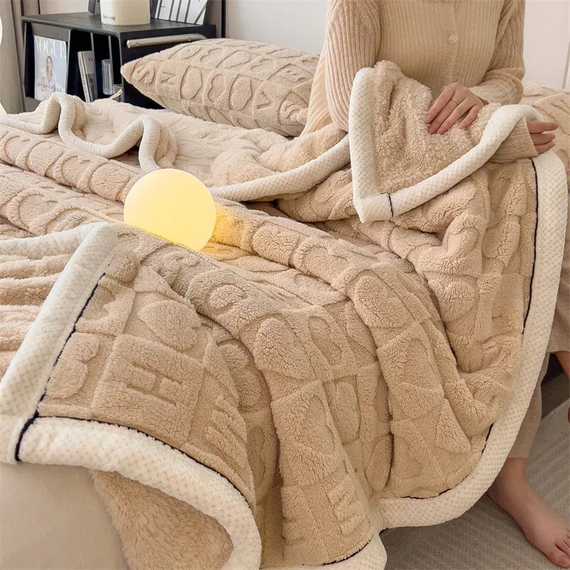 Winter Thick Lamb Fleece Blanket Solid Color Hibiscus Nap Blanket Coral Fleece Heart Shap Sofa Mat A Grade Cotton Bed Sheets